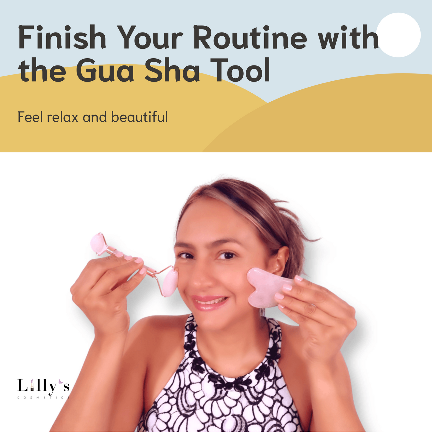 Rose Quartz Roller, Gua Sha and Brush Massage Set