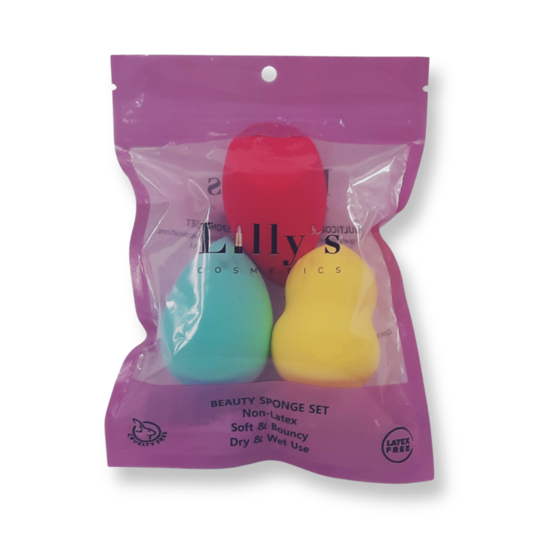 Makeup Sponge Set - 3 pieces Multicolor & Multishape, Super Absorbent, Expands Bigger and Evenly when Wet. Dry & Wet Use